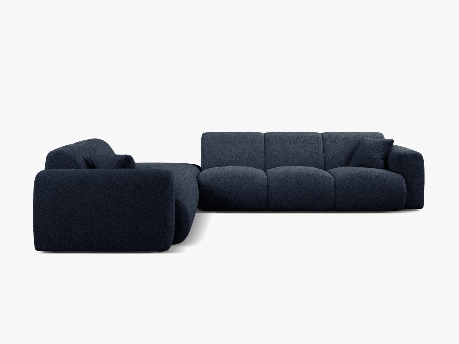 Micadoni Ecksofa Molino 6-Sitzer Links Boucle Baloo Dunkelblau