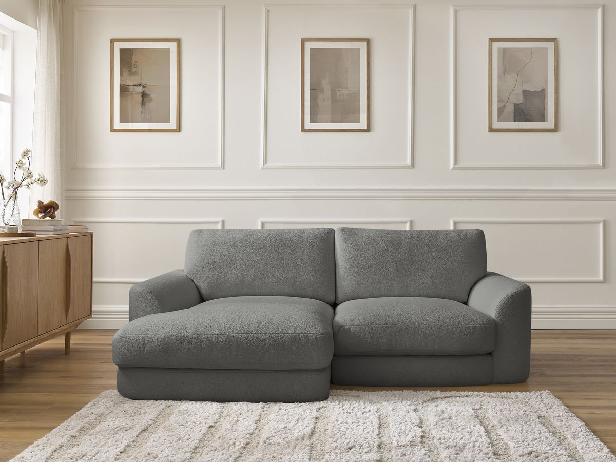 Bobochic Leonore Ecksofa Bouclé-Stoff Dunkelgrau Ecke links