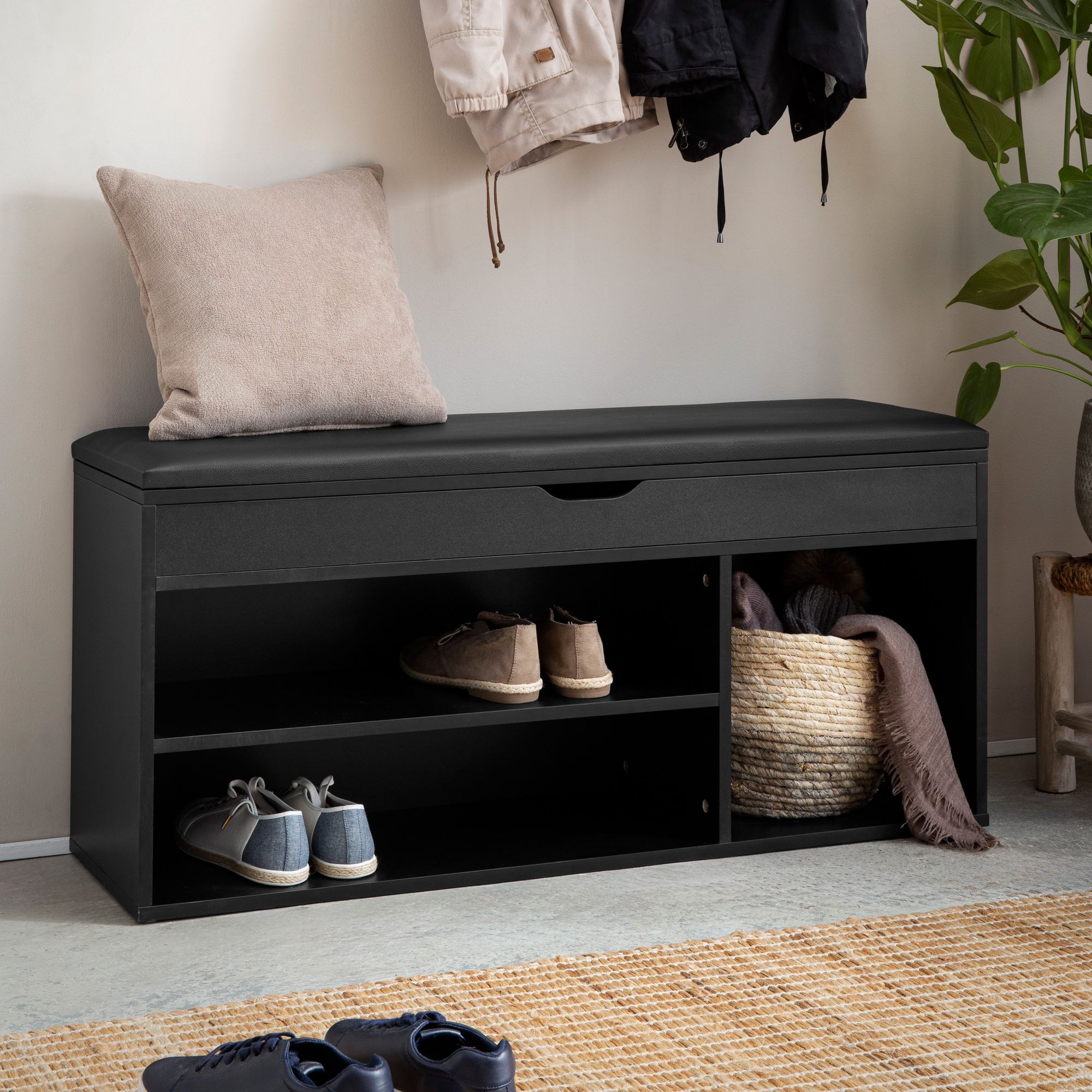 Schuhbank Kilsund Schwarz 104 × 32 × 51 cm