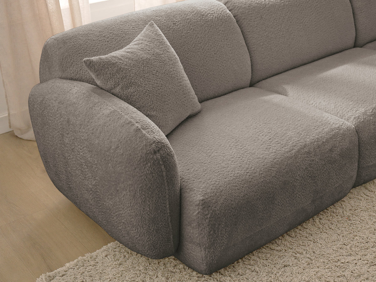 Bobochic Anda Ecksofa mit Pouf 292 × 163 cm Chenille Taupe Ecke rechts
