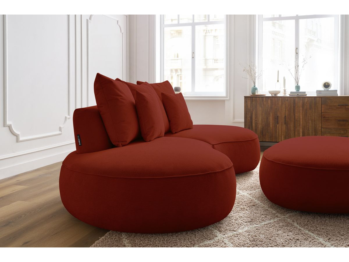 Bobochic Saint-germain Sofa 5-Sitzer mit Pouf Strukturstoff Rot