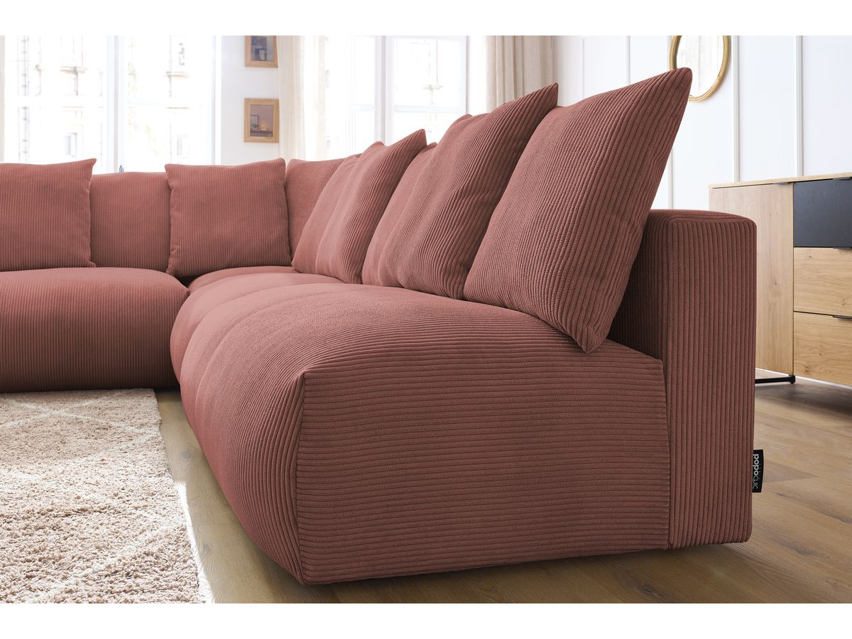 Bobochic Voltaire Ecksofa 322 × 268 cm Cordsamt Rosa Ecke links