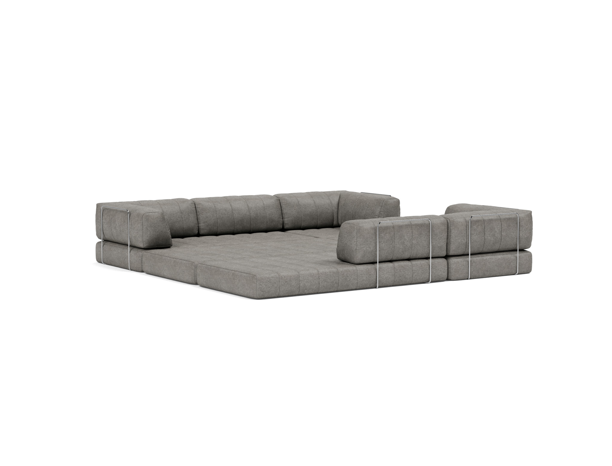 Eck-Schlafsofa CozyPad mit Armlehnen Flachgewebe Avella 282-Warm-Grey