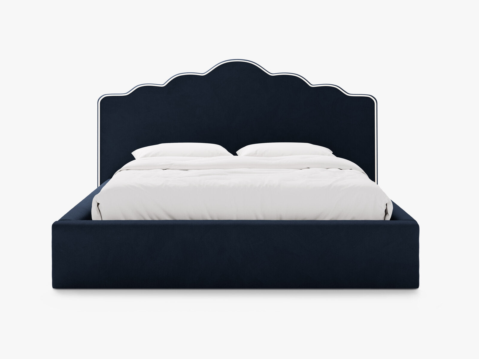 Micadoni Dream Samtbett mit Bettkasten und Kopfteil Samt Magic Velvet Elfenbein / Königsblau 160x200