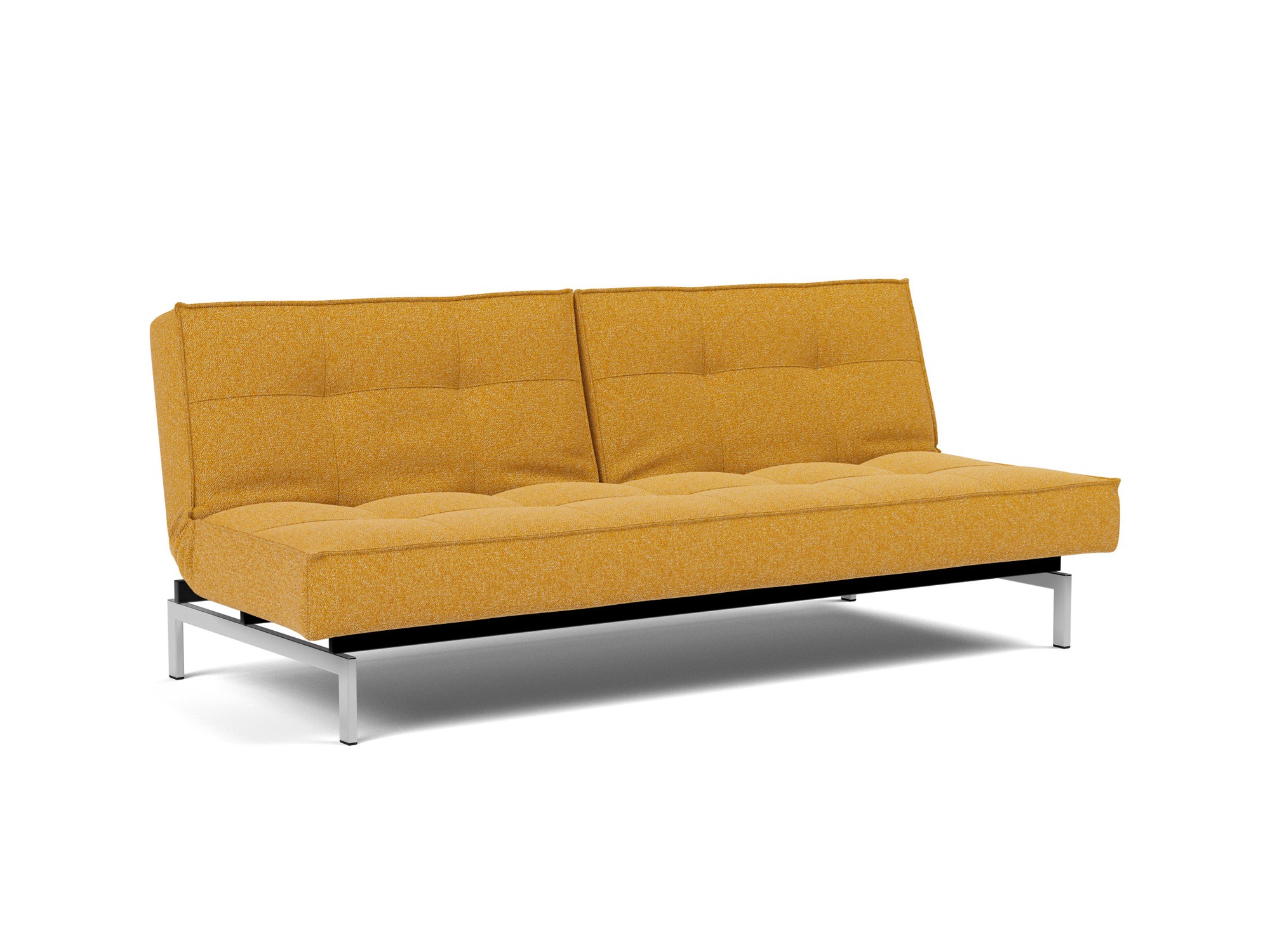 Schlafsofa Splitback Boucle Skandi 536-Ochre Beine Chrom