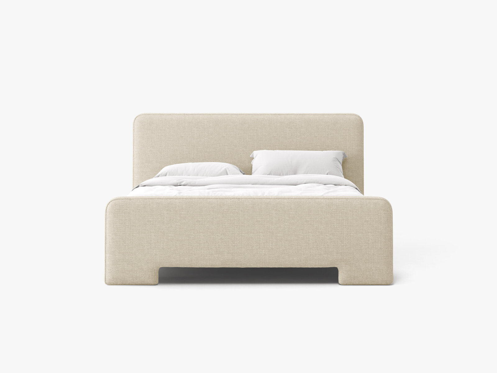 Micadoni Eda Bett mit Kopfteil Strukturierter Stoff Bjorn Beige 180x200