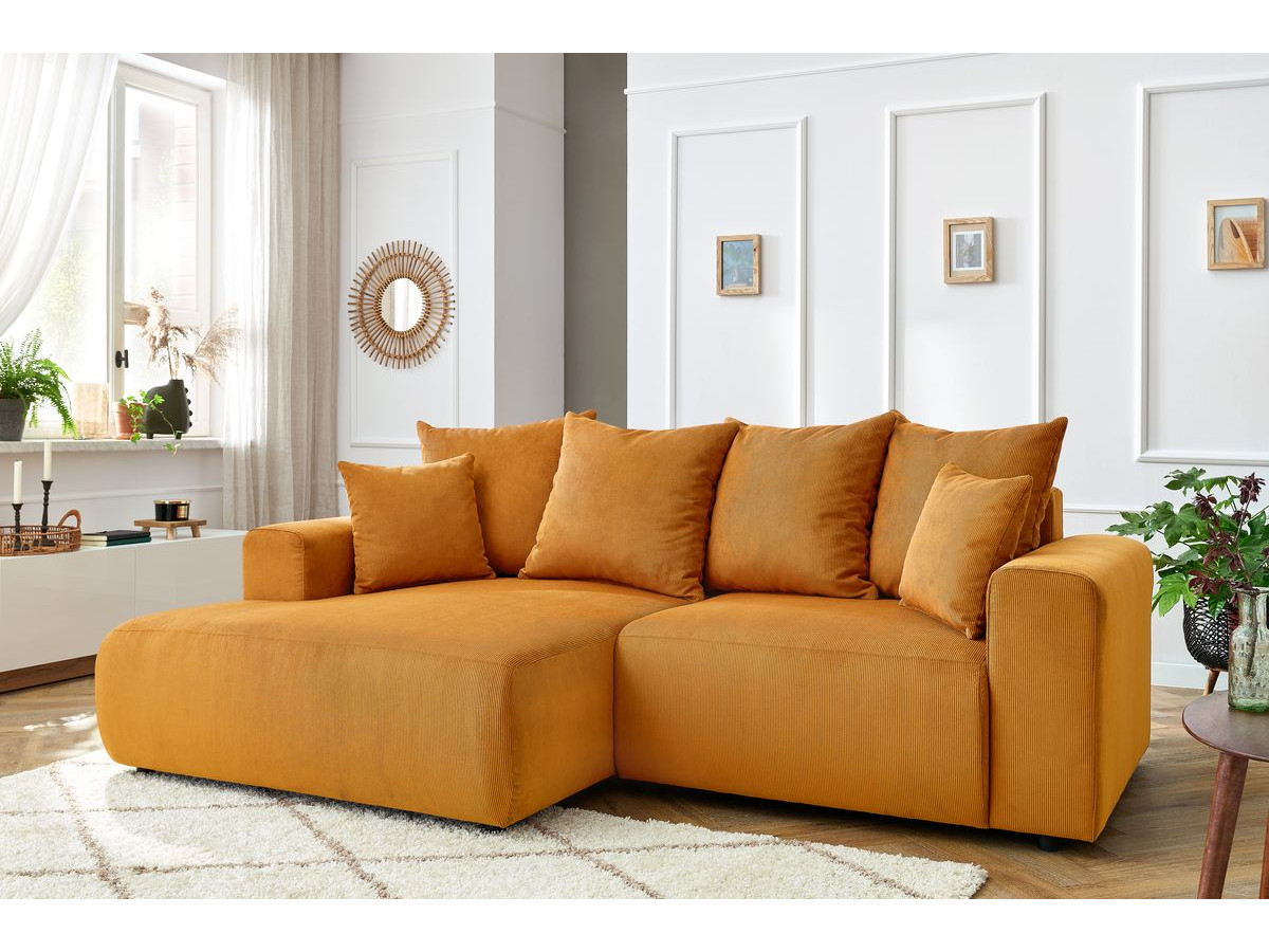 Bobochic Enjoy Ecksofa Cordsamt Gelb Ecke links