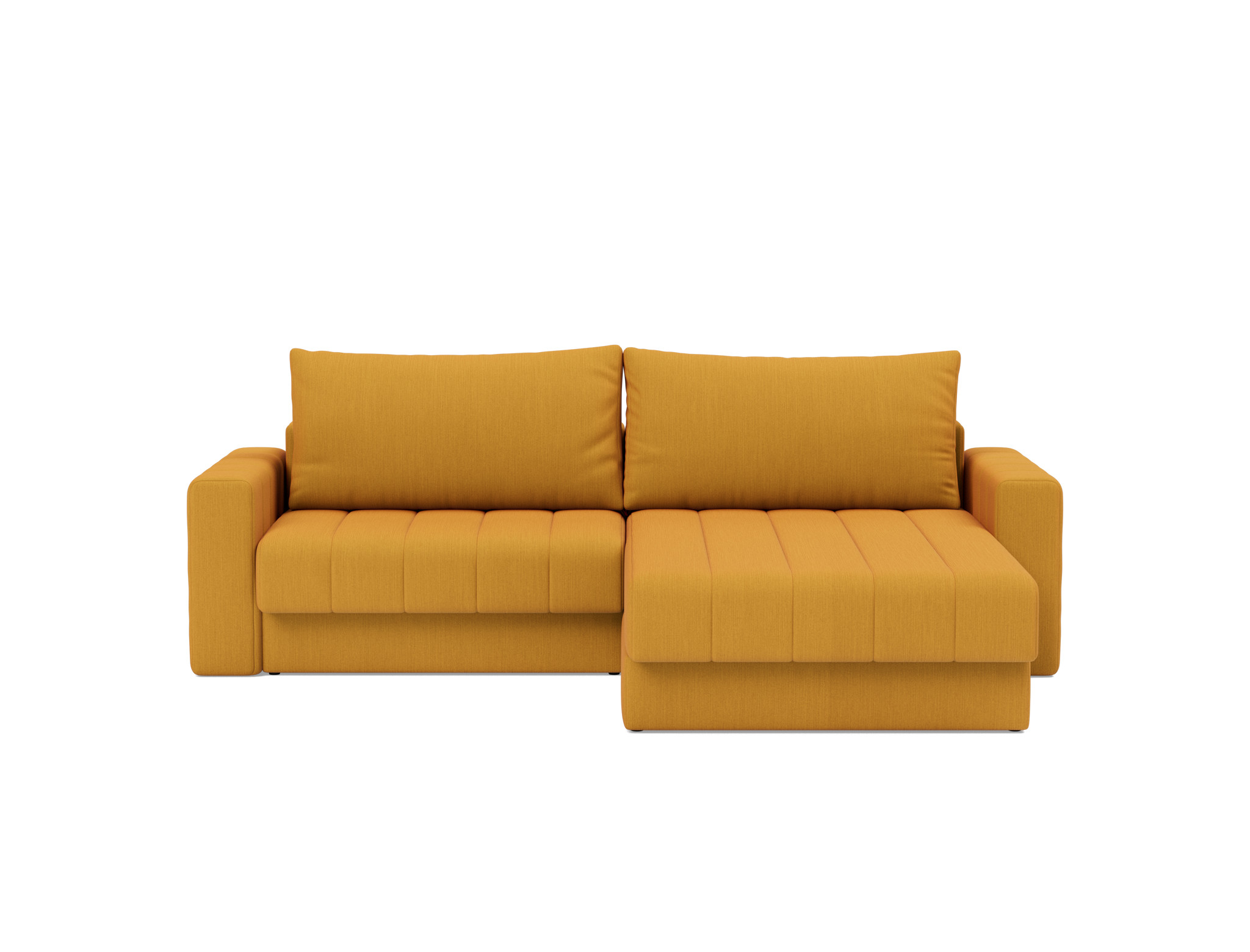 Schlafsofa Akello mit Chaiselongue und Armlehnen Flachgewebe Elegance 507-Burned-Curry