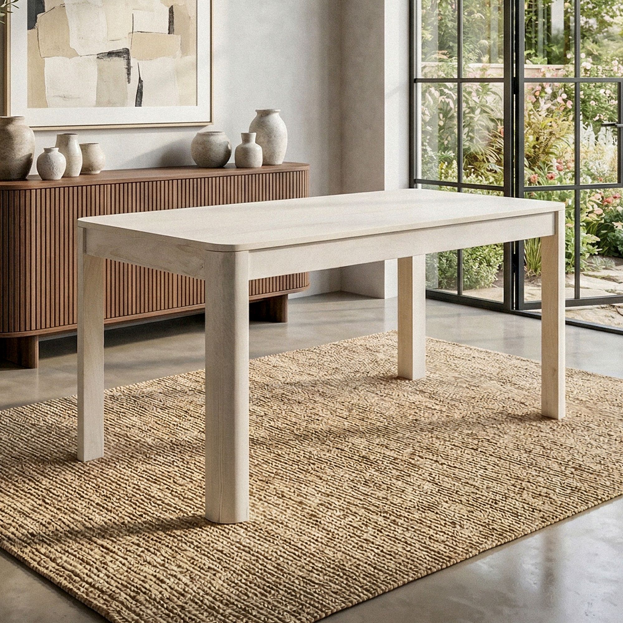 Esstisch Nesttun Mango Massivholz Weiß 120 × 60 × 76 cm