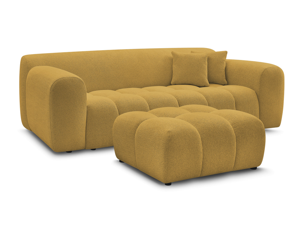 Bobochic Melisse Sofa 3-Sitzer mit Pouf Melange-Stoff Gelb