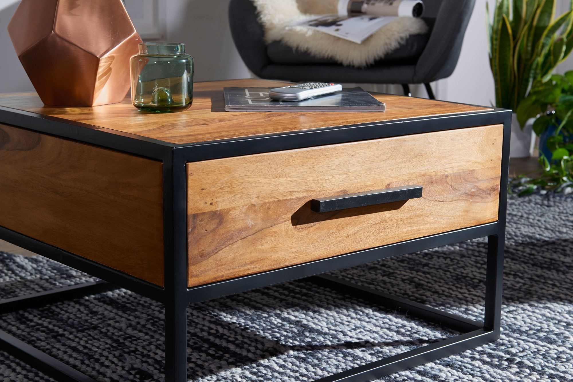 Couchtisch Brovst Sheesham Massivholz 65 × 65 × 38 cm