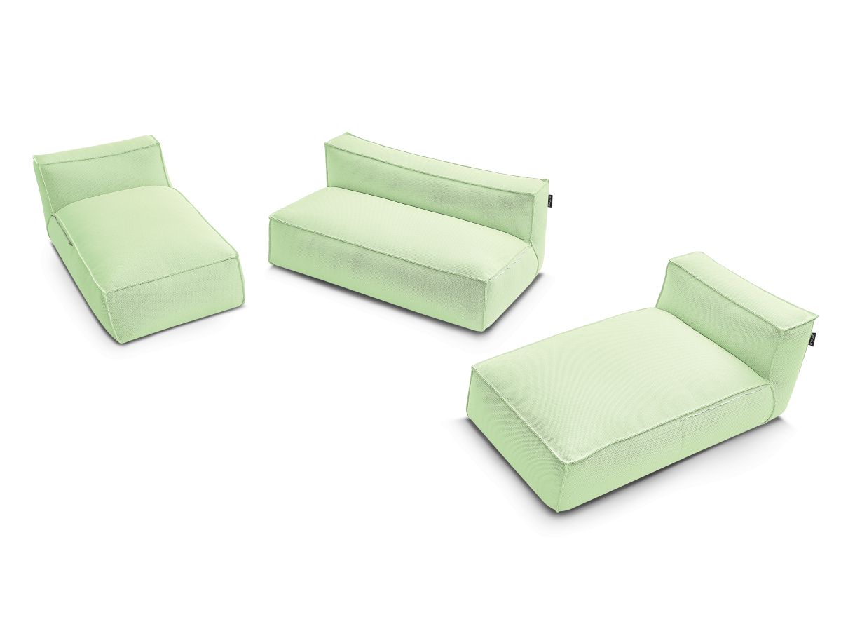 Bobochic Biarritz Gartensofa 4-Sitzer Melange-Stoff Grün