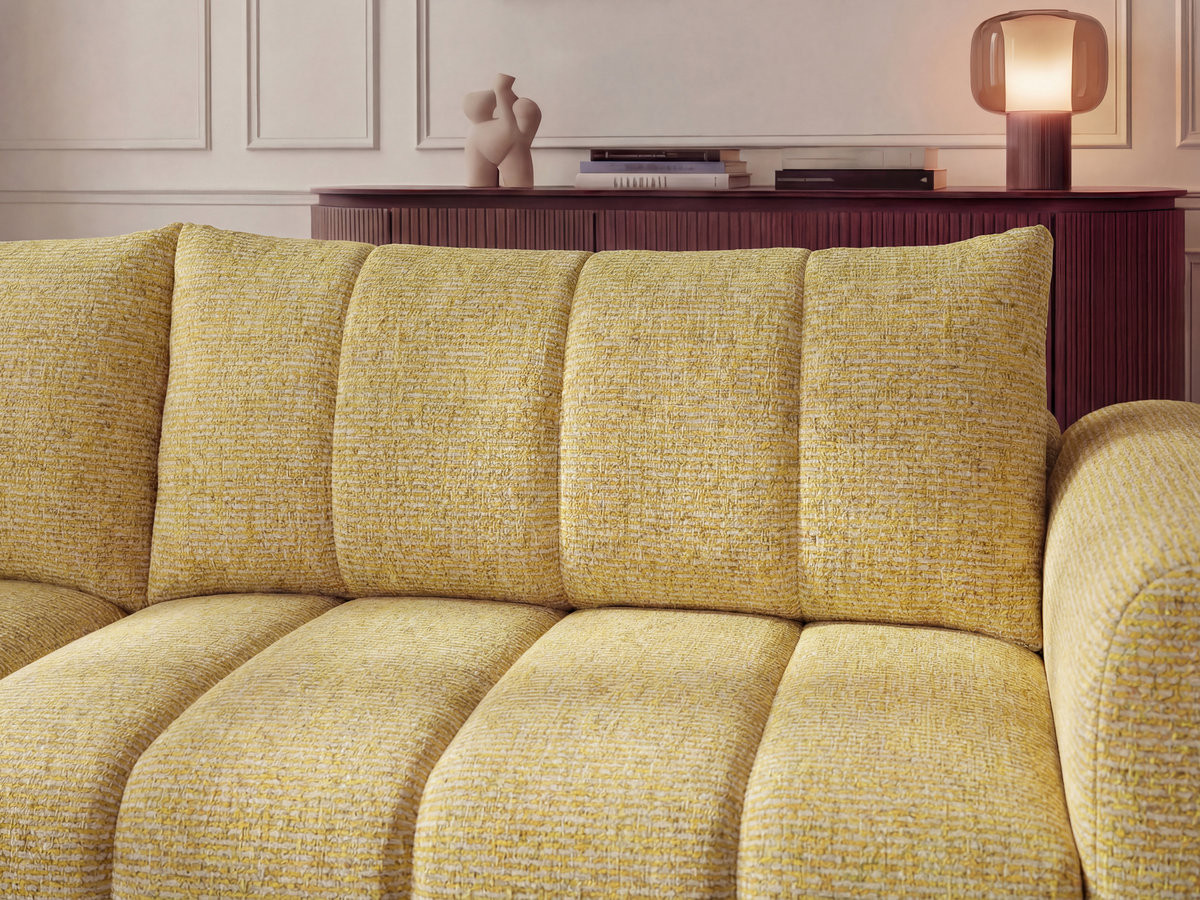 Bobochic Nesty Ecksofa 272 cm mit Pouf Melange-Stoff Gelb Ecke links