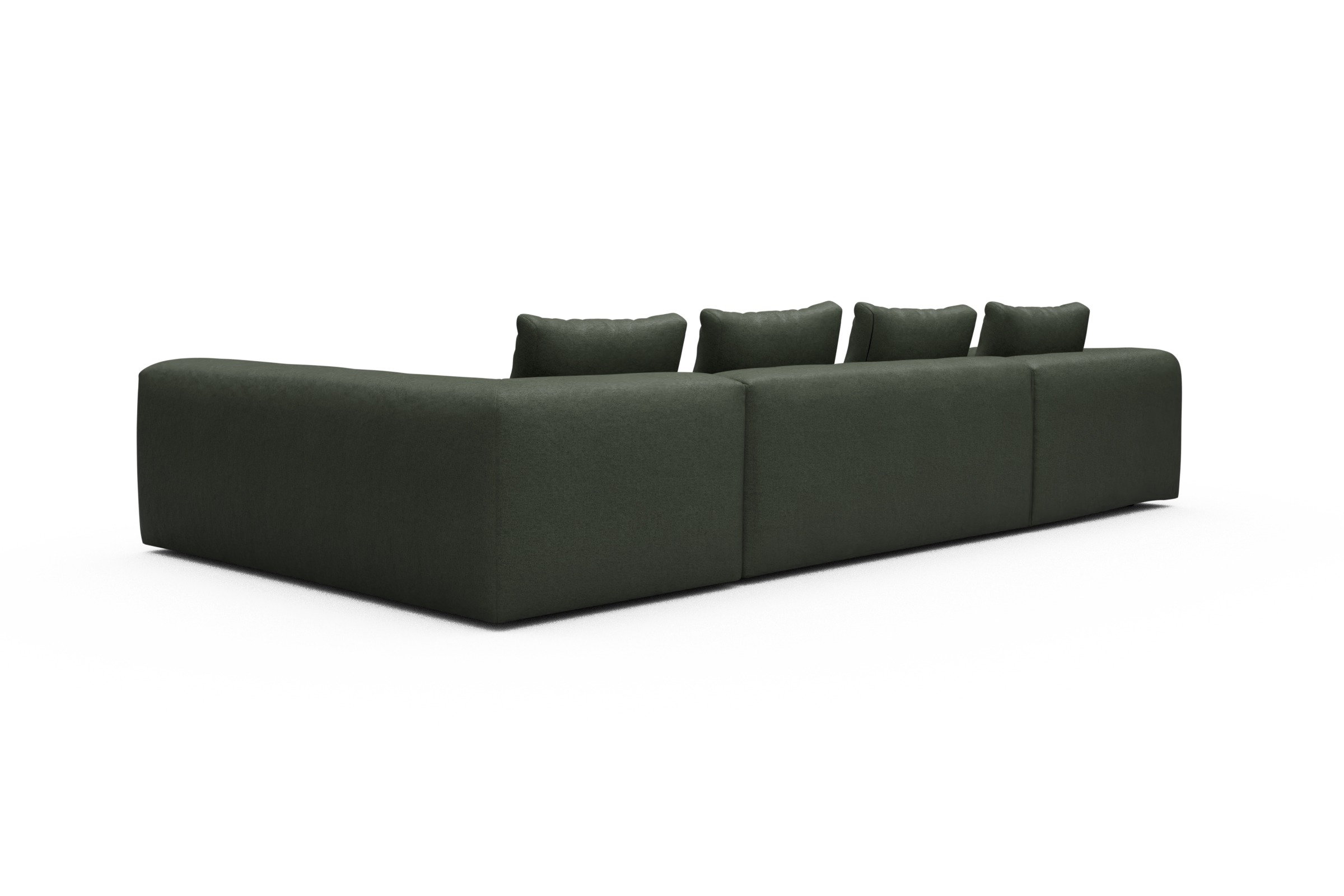 Wohnlandschaft Fred Chaiselongue links mit 2-Sitzer und lange Armlehne rechts Denari-Forest-Green