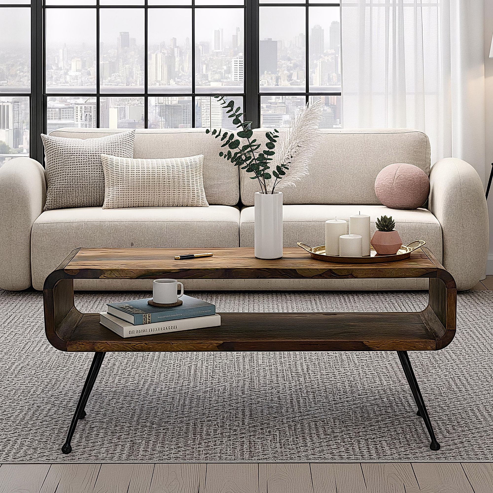 Couchtisch Nordmela Sheesham Massivholz 100 × 40 × 45 cm