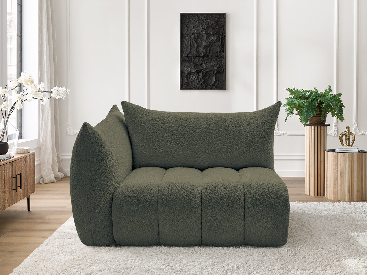 Bobochic Azra Sofamodul 2-Sitzer 143 × 112 cm Bouclé-Stoff Grün Ecke links