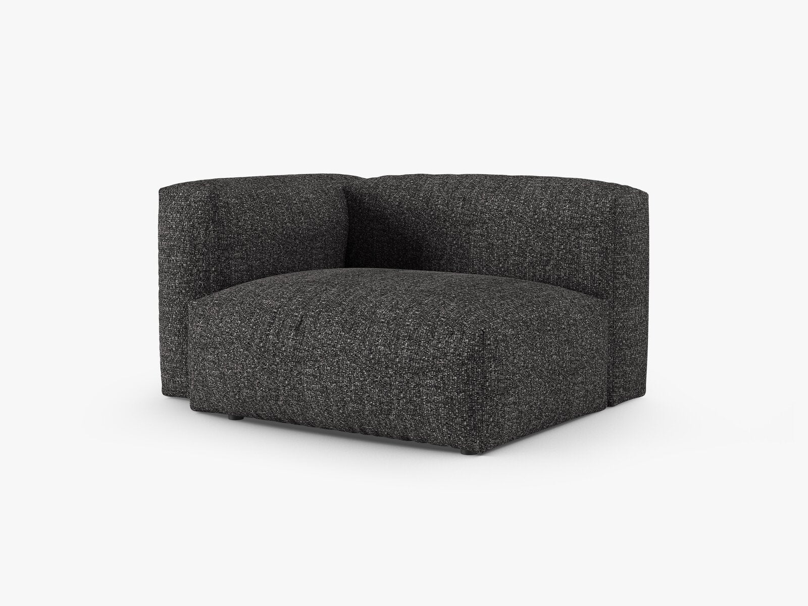 Micadoni Eckmodul mit Armlehne Martina 1-Sitzer 90cm Sitztiefe Links Boucle Monet Anthrazit