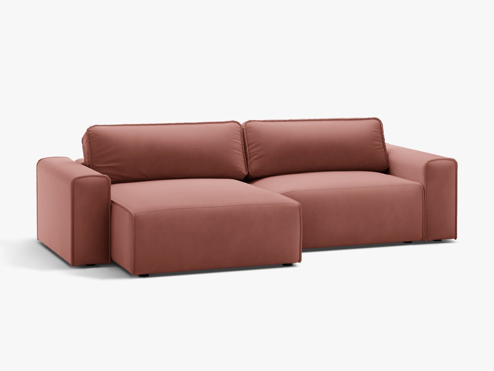 Micadoni Ecksofa Victor 3-Sitzer mit Schlaffunktion Links Samt Rosa