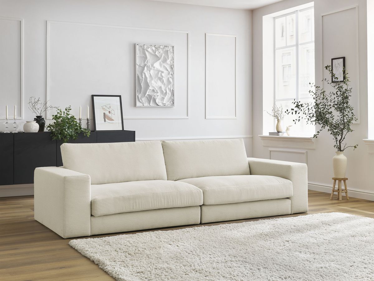 Bobochic Leonard Sofa 3-Sitzer 274 × 109 cm Strukturstoff Beige