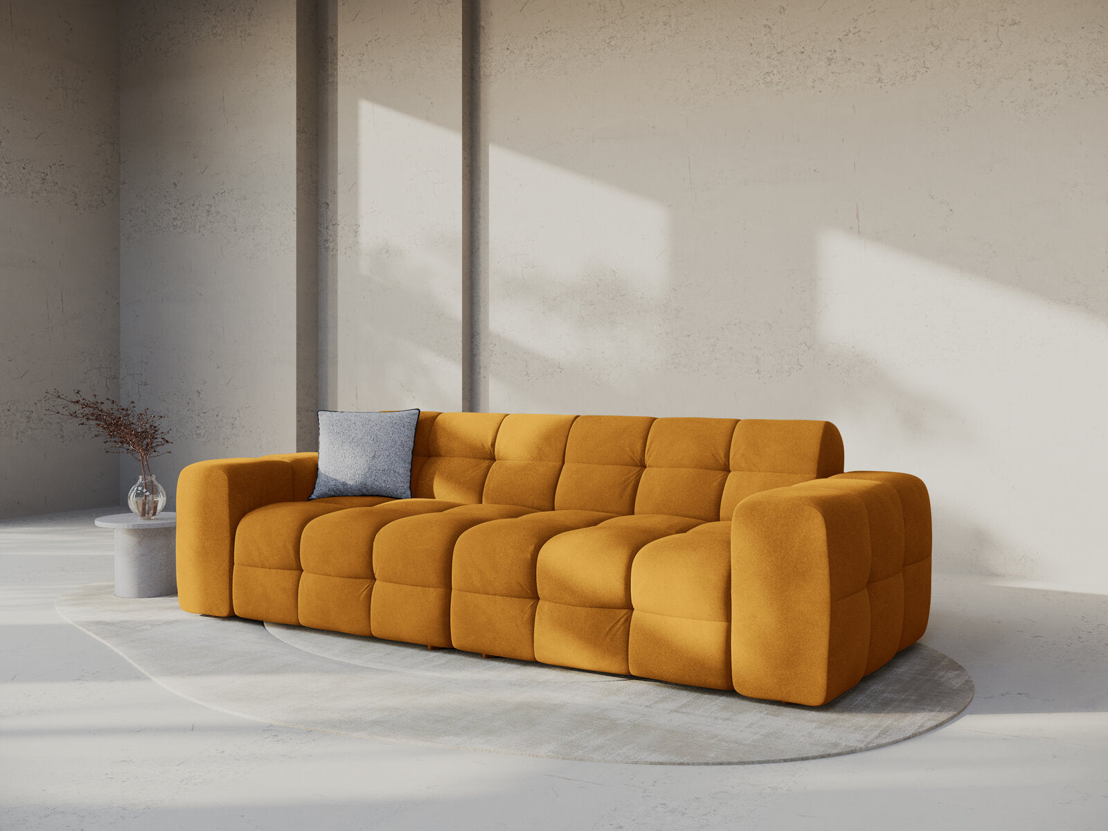 Micadoni Sofa Kendal 4-Sitzer Samt Senf