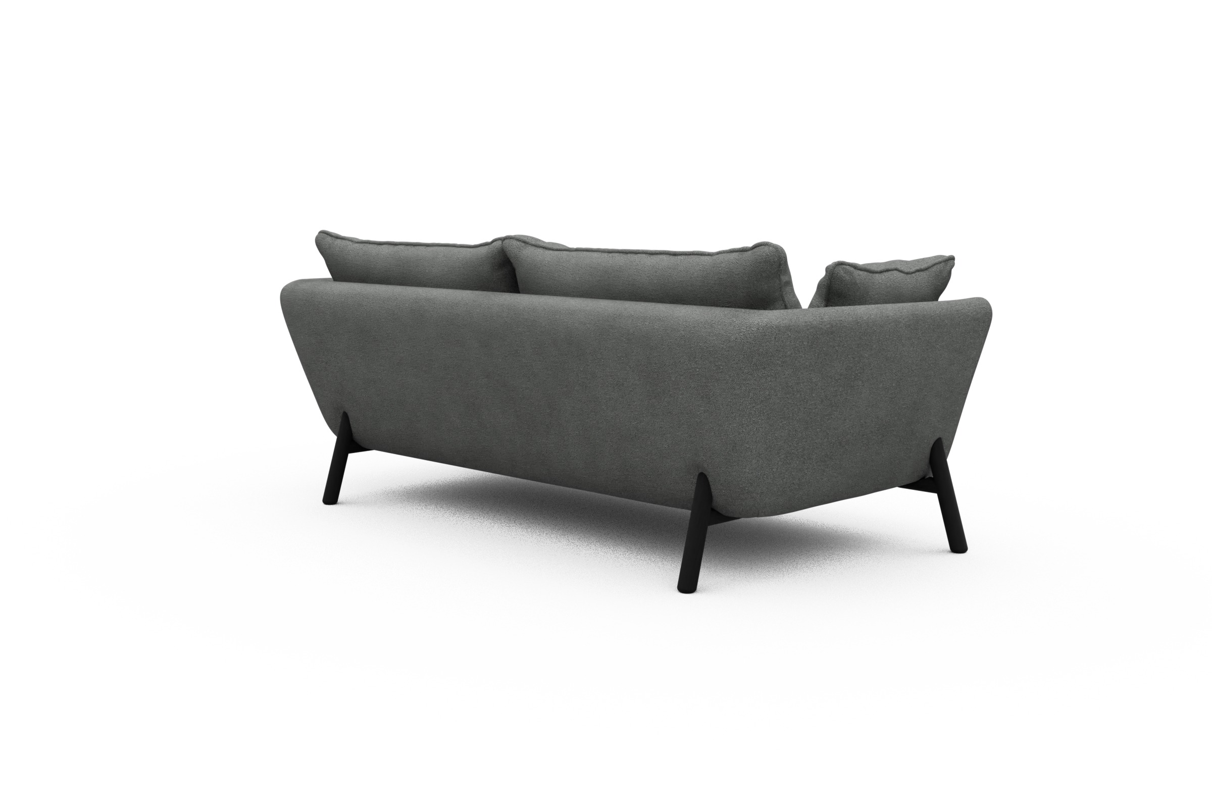 Sofa Emil PREMIUM 2-Sitzer Beinfarbe Eiche Schwarz Boucle-Ash-Grey