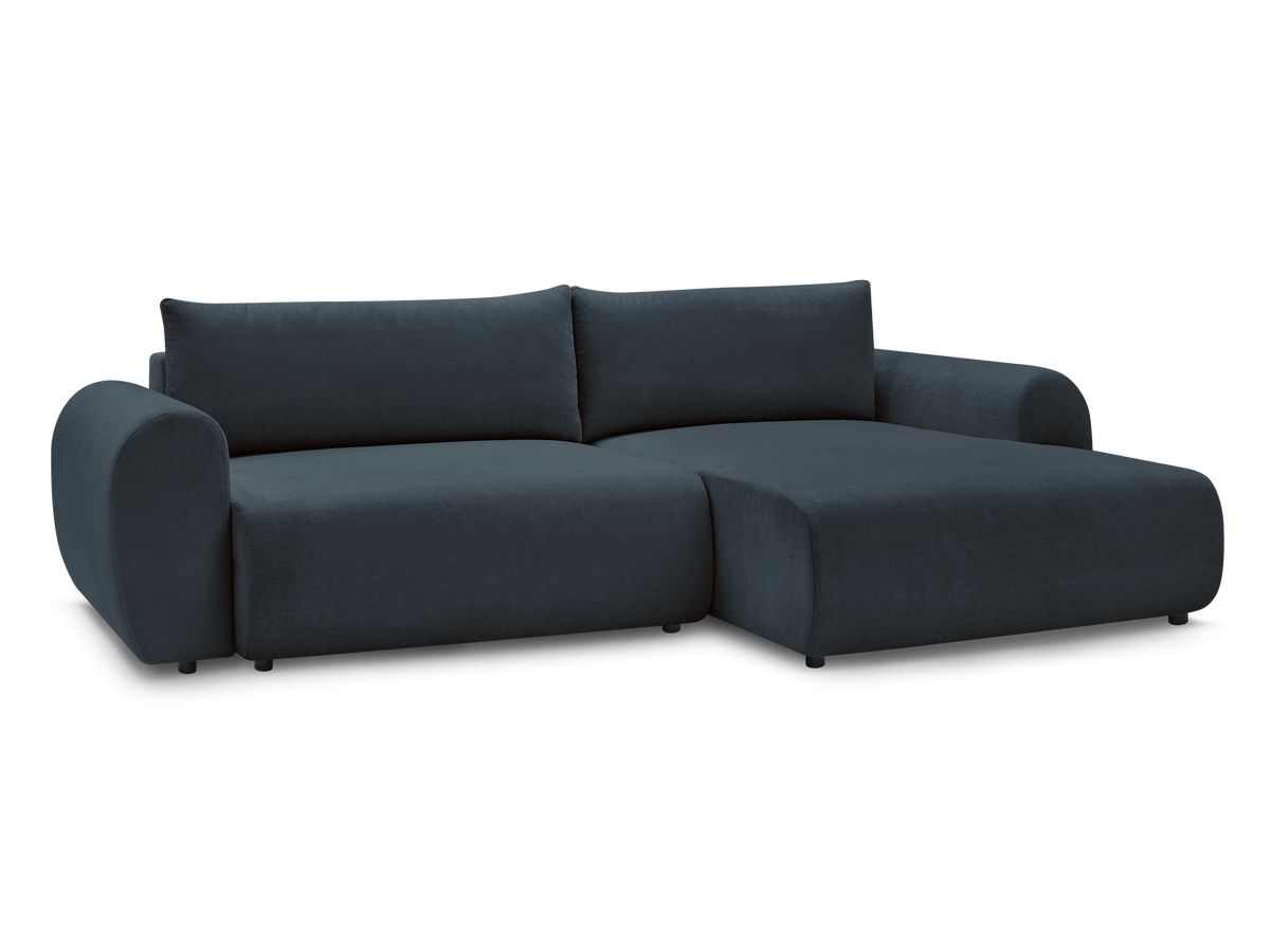 Bobochic Lucien Ecksofa mit Schlaffunktion und Bettkasten 314 × 167 cm Stoff Dunkelblau Ecke rechts