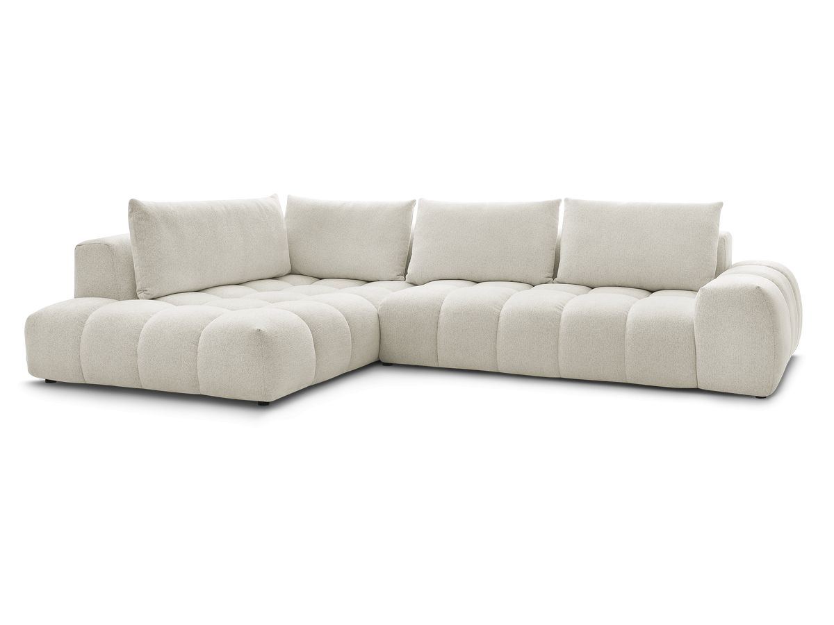 Bobochic Everest Ecksofa, 4 Kissen Melange-Stoff Weiß Ecke links