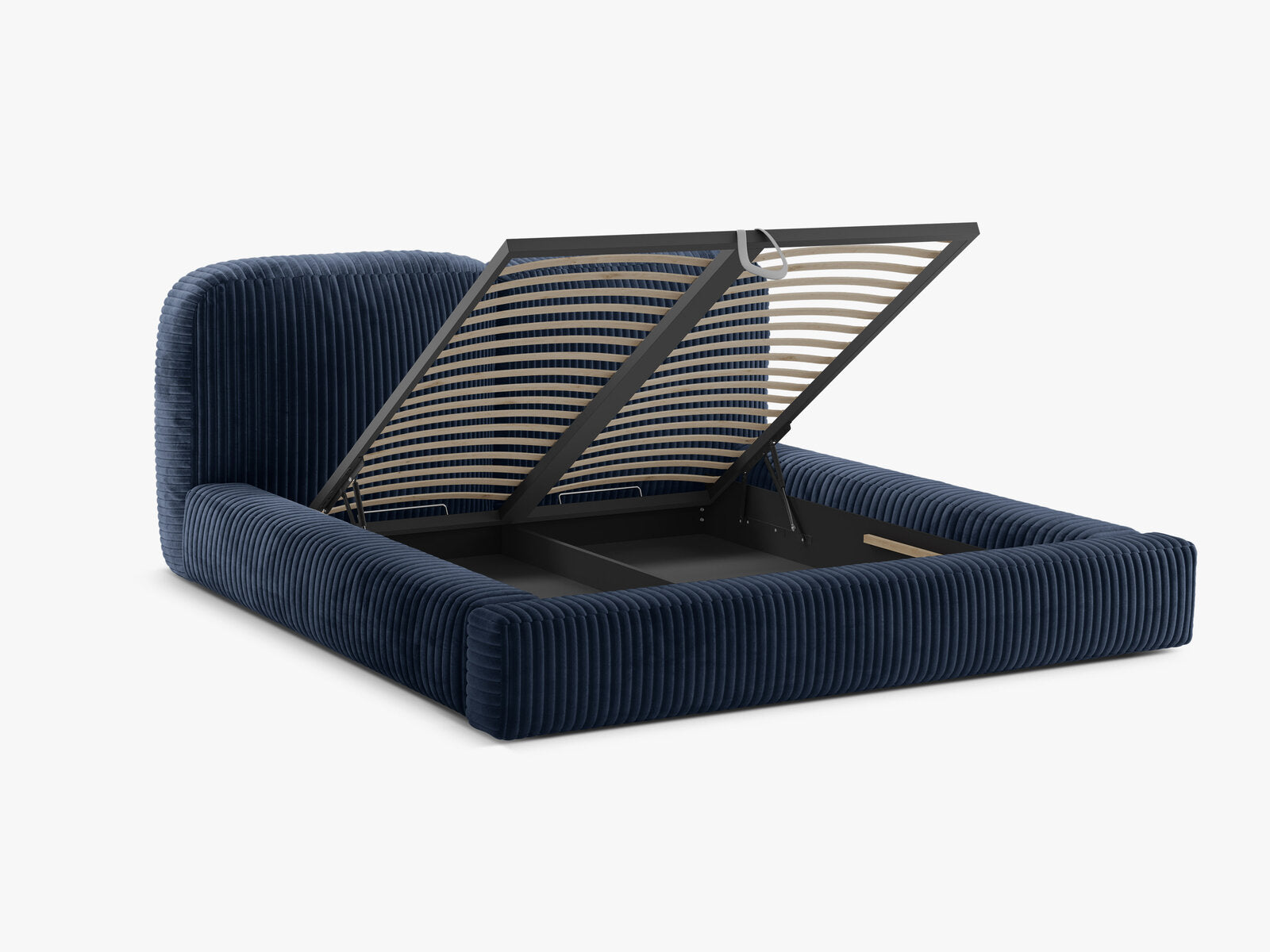 Micadoni Stauraumbett mit Kopfteil Martina Kord Tilia Marineblau 160x200