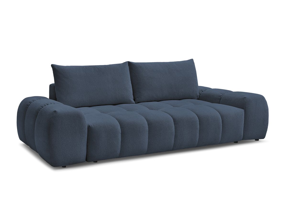 Bobochic Everest Schlafsofa 3-Sitzer mit Bettkasten, 2 Kissen Melange-Stoff Dunkelblau
