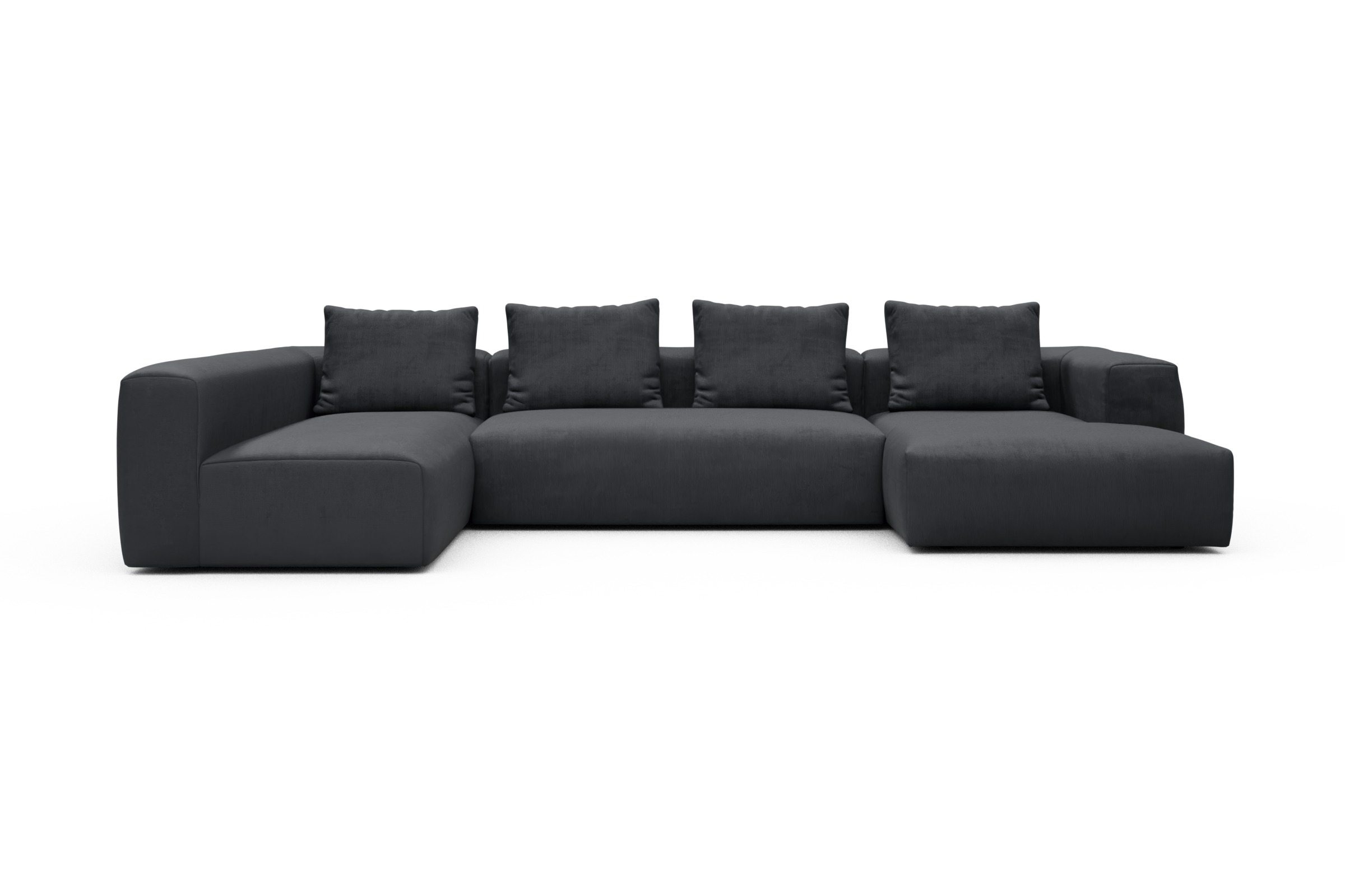 Skandi Home Wohnlandschaft Fred Chaiselongue rechts mit 2-Sitzer und lange Armlehne links Cordufine-Slate-Grey moebelfaktor