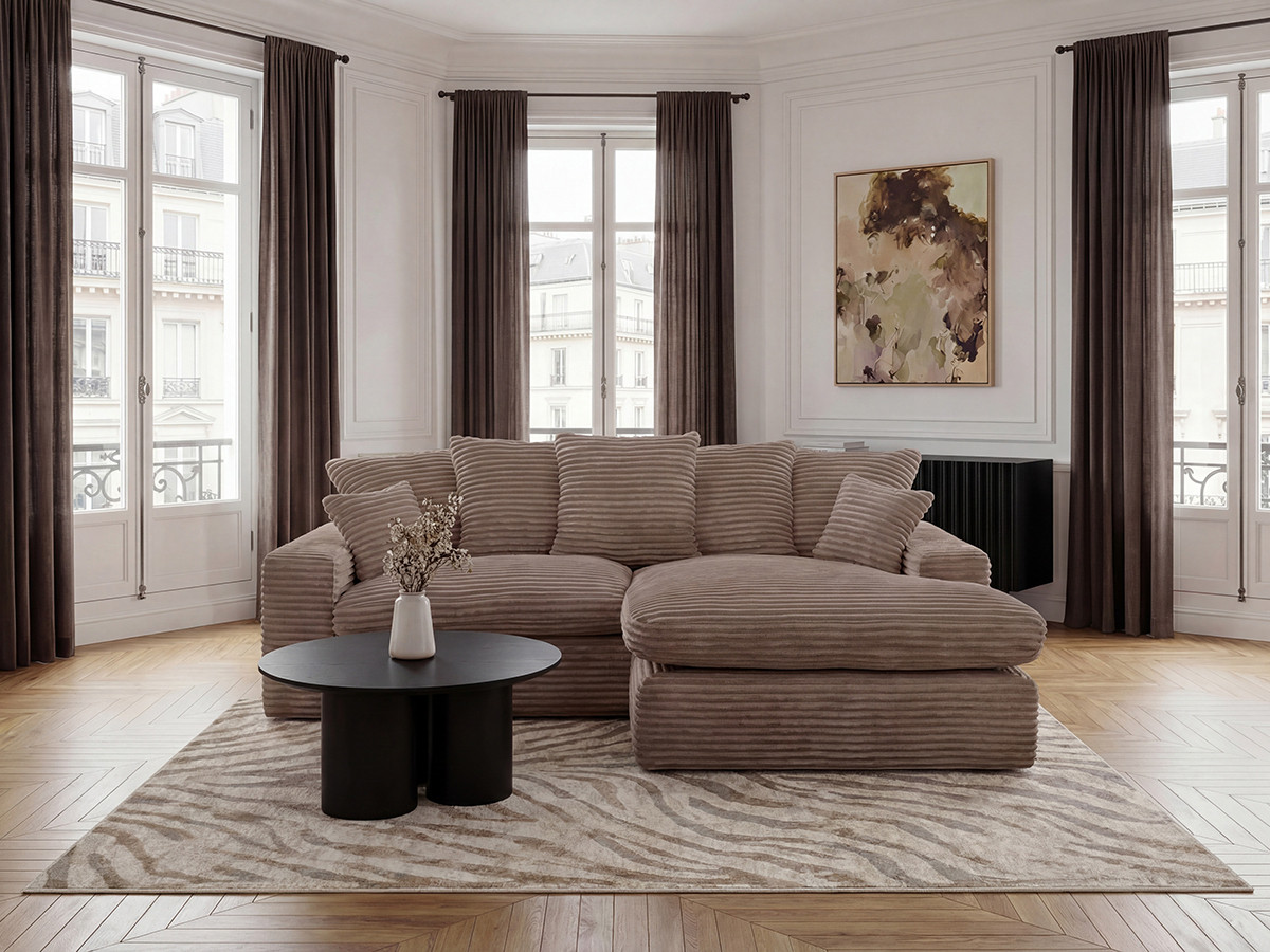 Bobochic Nevada Ecksofa Breitcord weich Taupe