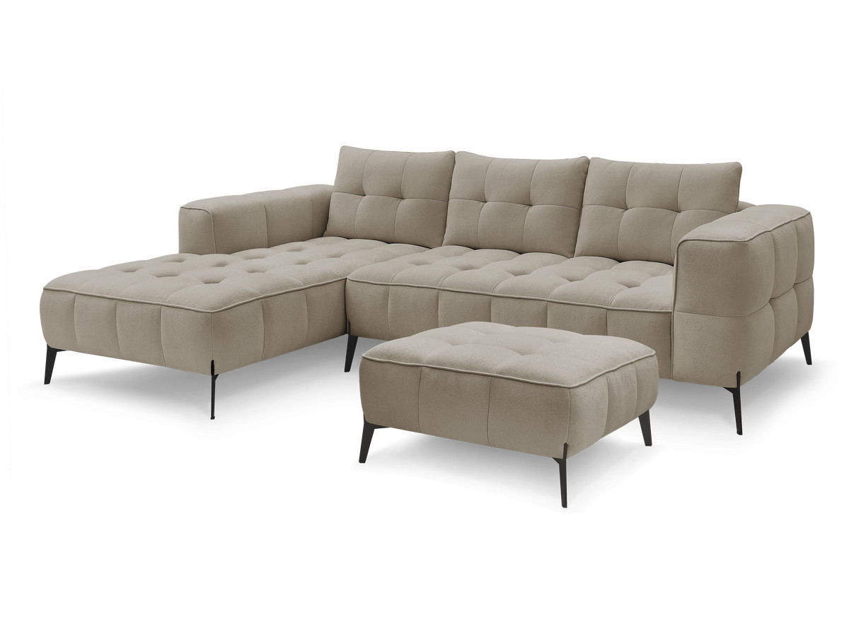 Bobochic Anis Ecksofa mit Pouf Strukturstoff Taupe Ecke links