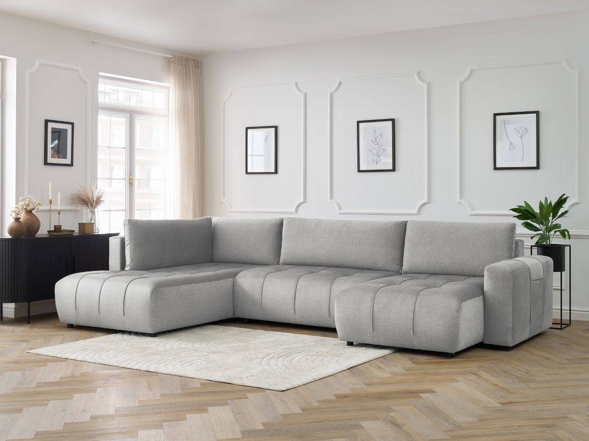 Bobochic Arsene Wohnlandschaft Samt Hellgrau Ecke rechts