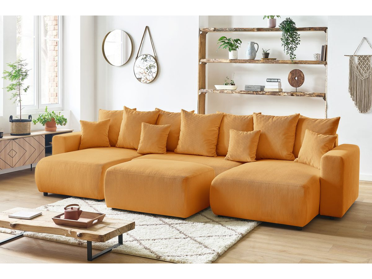 Bobochic Envy Wohnlandschaft mit Pouf Cordsamt Gelb