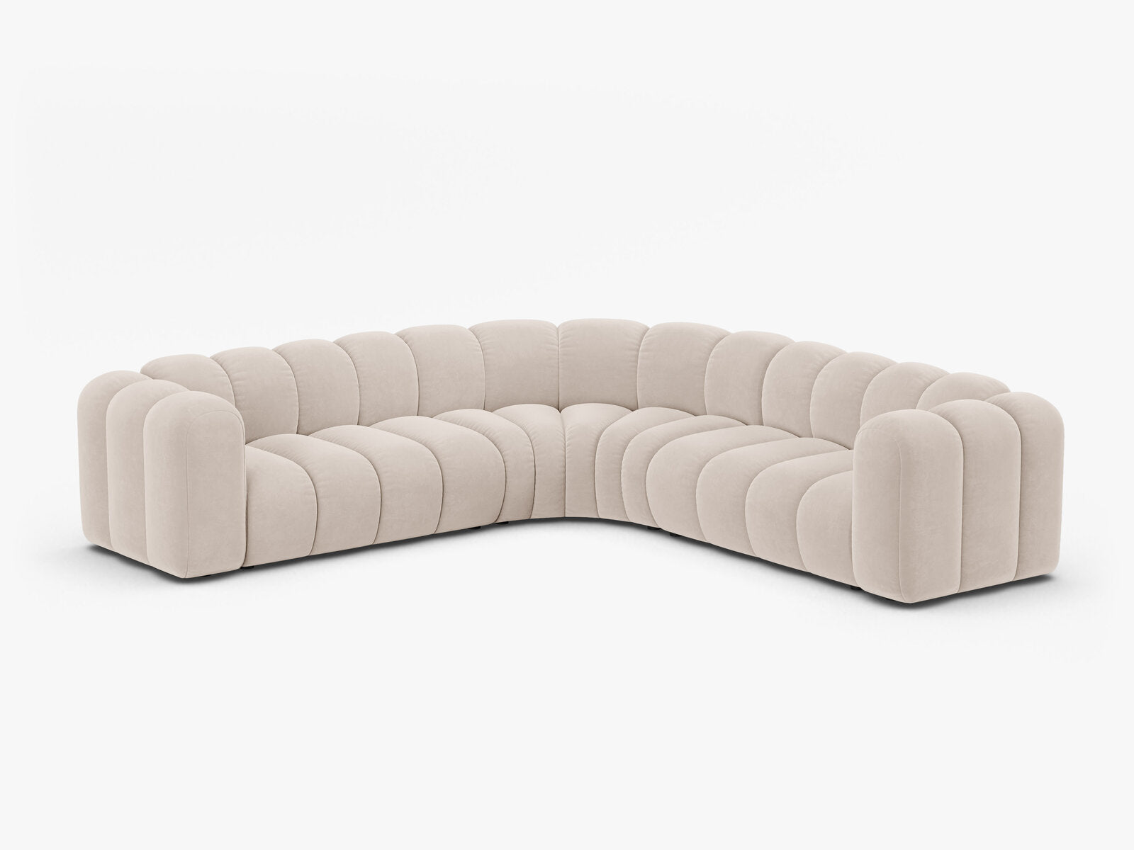 Micadoni symmetrisches Ecksofa Lupine 5-Sitzer mittelgroß Samt Venus Helles Beige