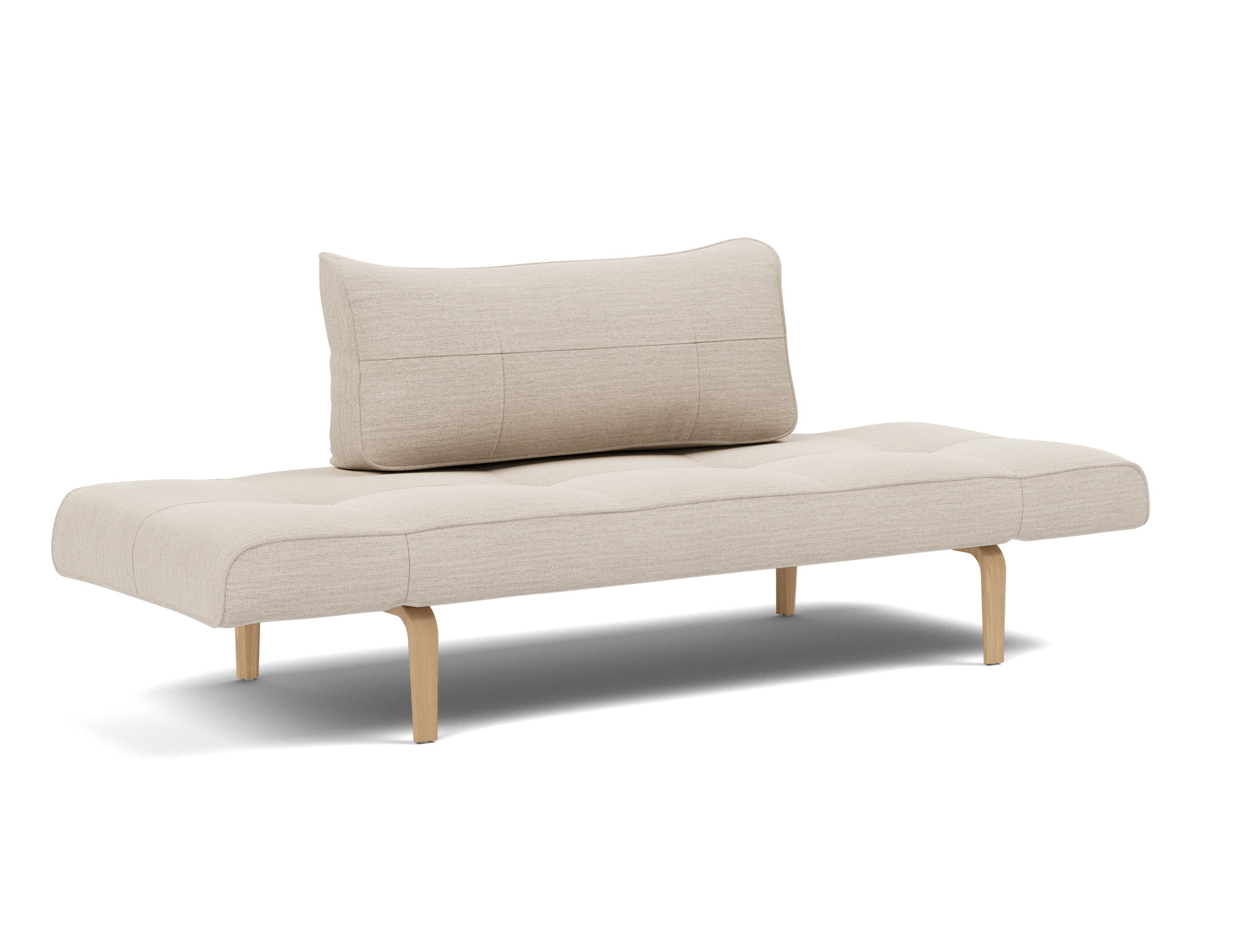 Tagesbett Zeal Webstoff Blida 612-Sand-Grey Beine Bow Eiche