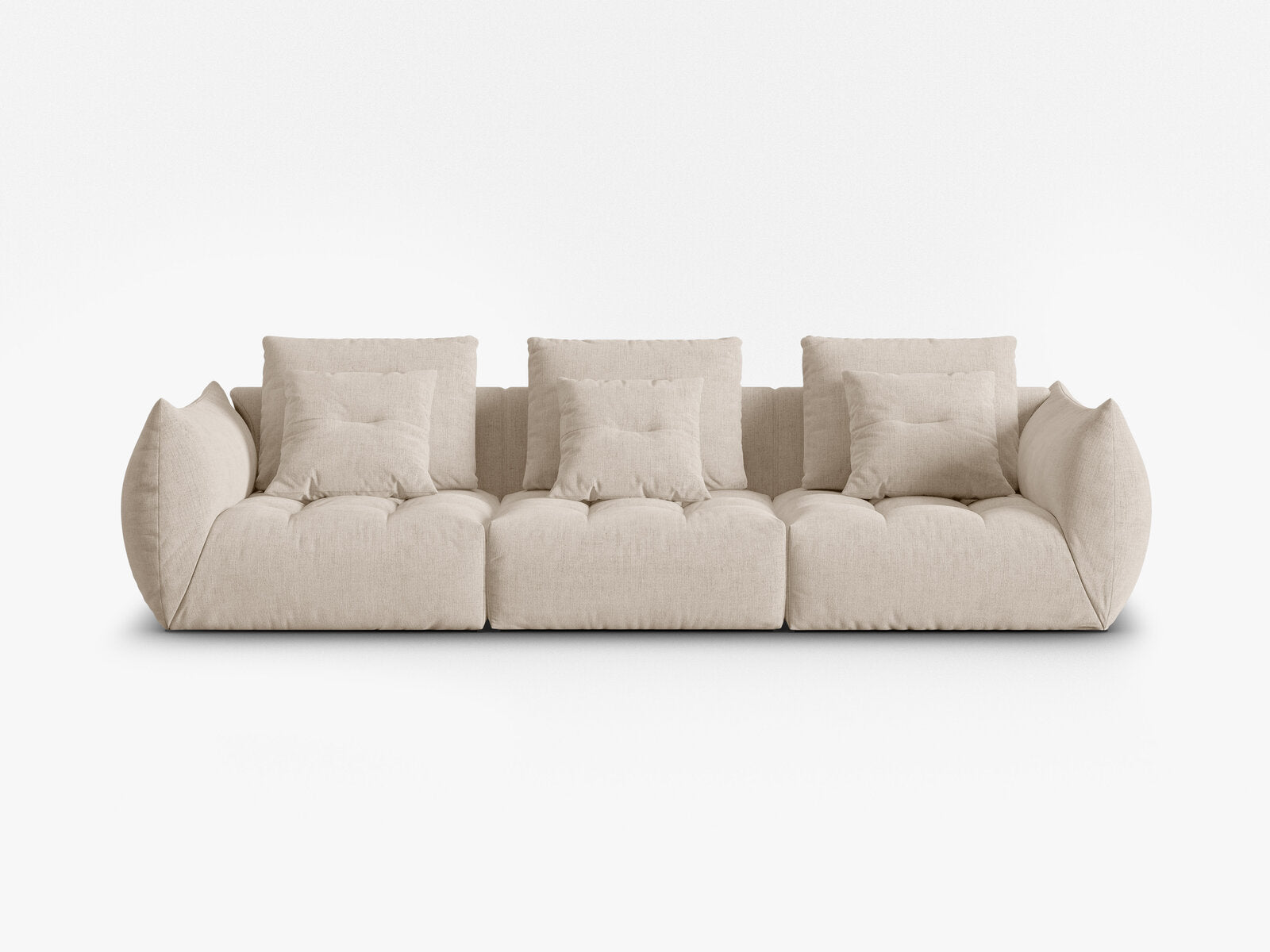 Micadoni Sofa Bloom 4-Sitzer Strukturierter Stoff Wind Helles Beige