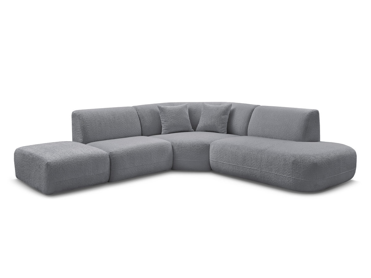 Bobochic Anda Ecksofa 279 × 264 cm Chenille Grau Ecke rechts