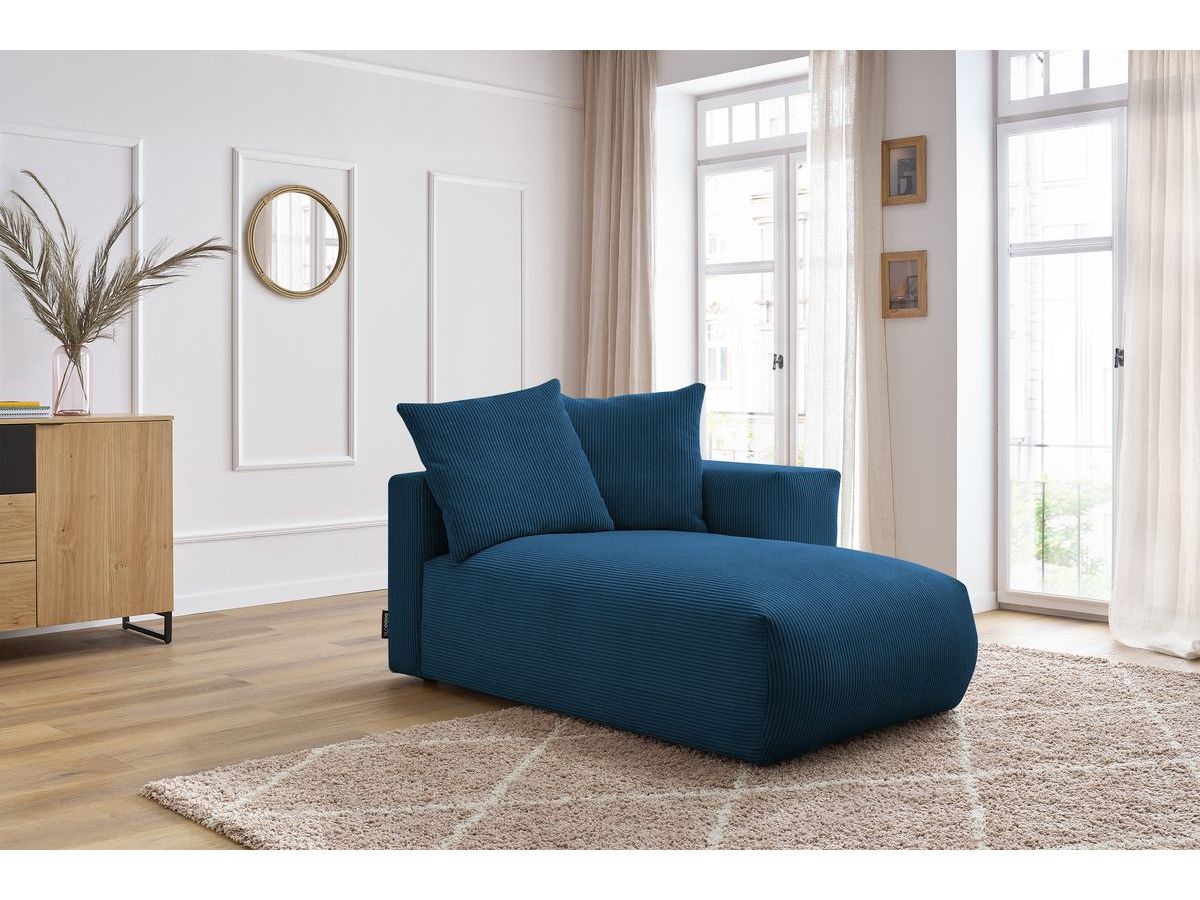 Bobochic Voltaire Méridienne-Modul Cordsamt Dunkelblau Ecke rechts