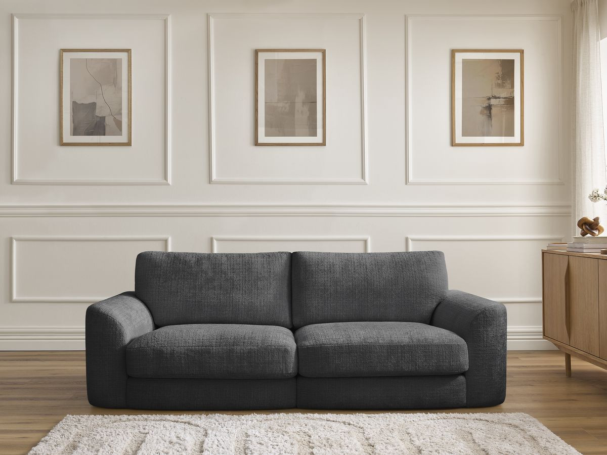 Bobochic Leonore Sofa 3-Sitzer Strukturstoff Schwarz