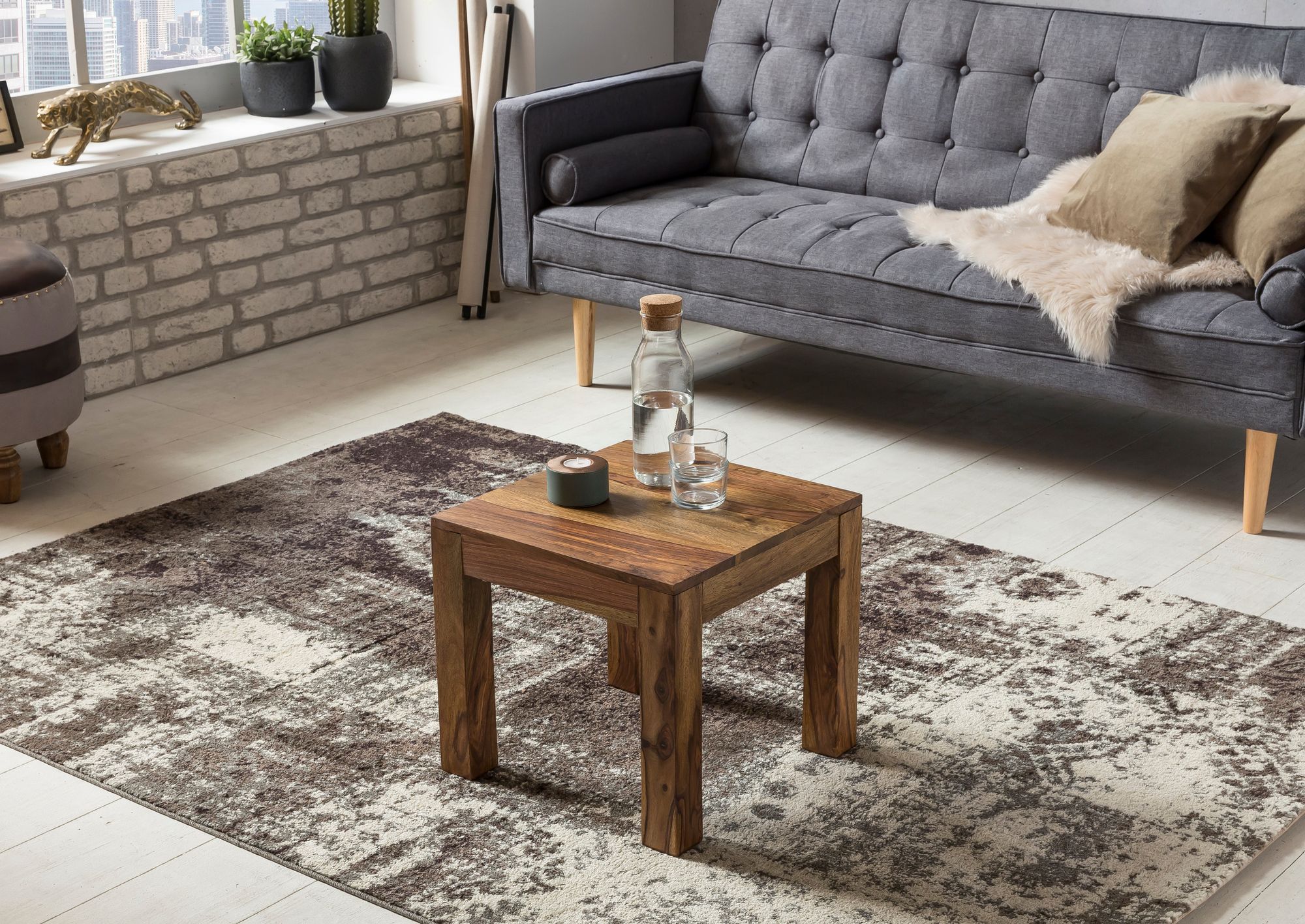 Couchtisch Aukra Sheesham Massivholz 45 × 45 × 40 cm