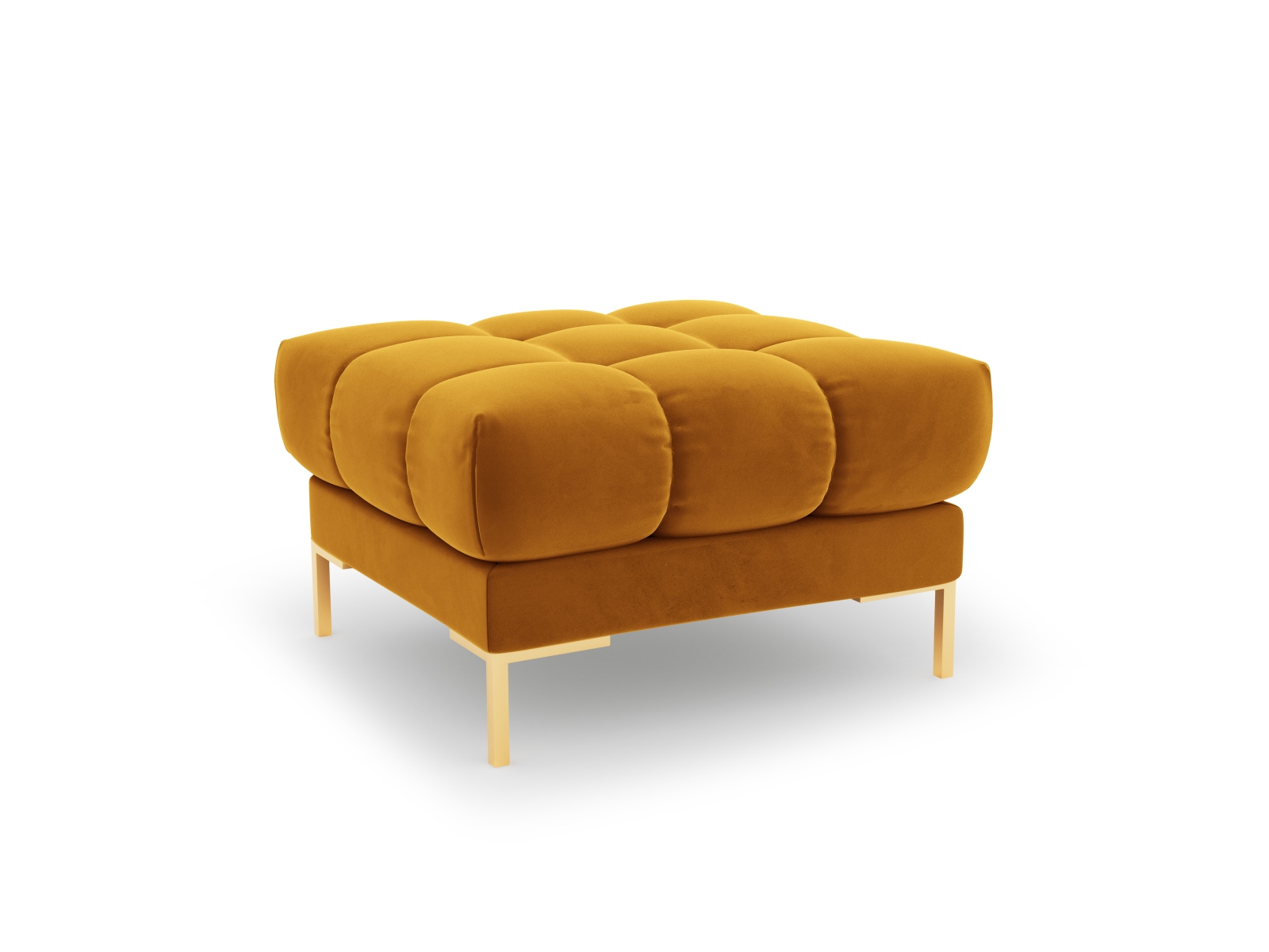 Cosmopolitan Design Pouf Bali Samt Bluvel Gelb Beine Gold