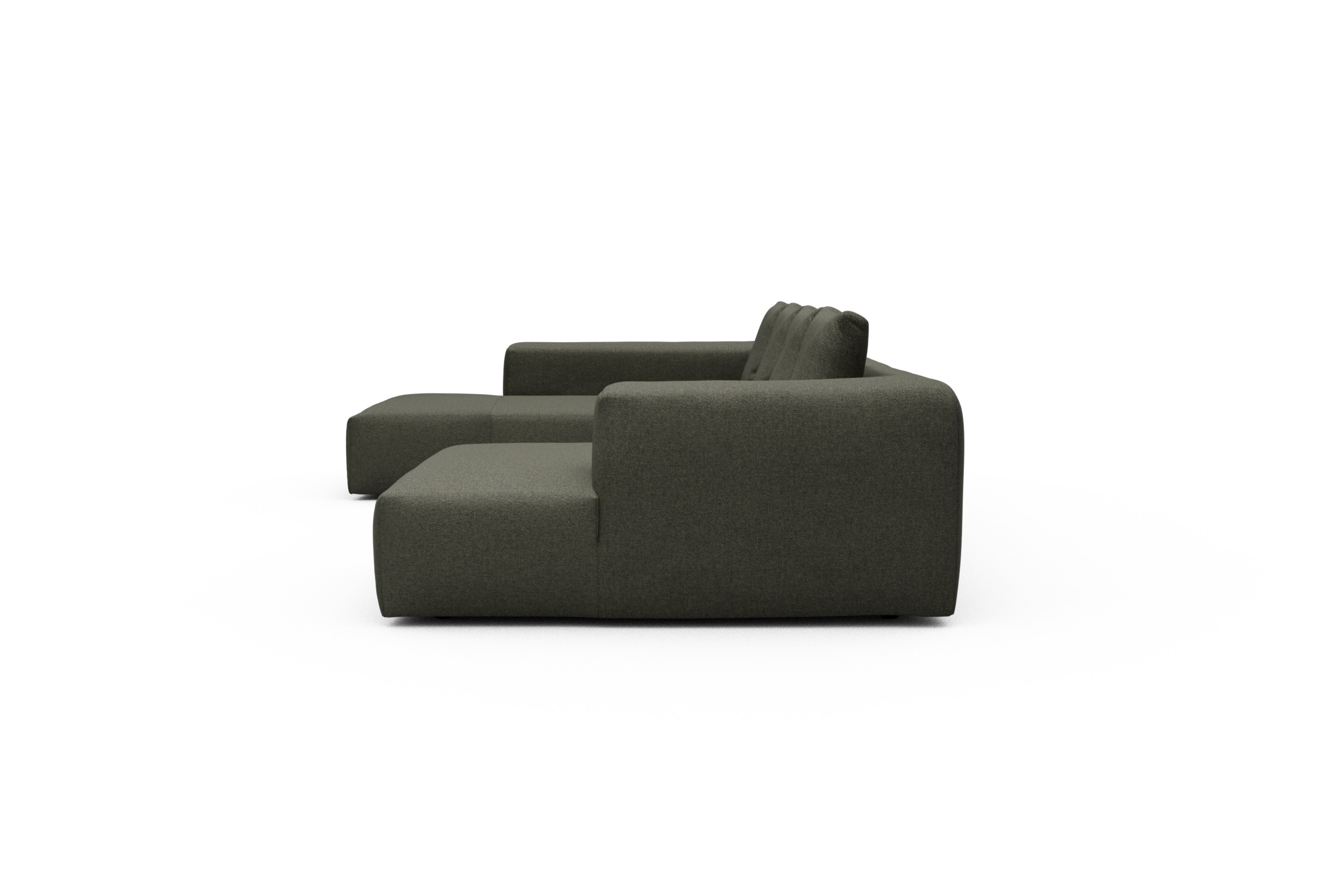 Wohnlandschaft Fred Relax-Ecke links mit 2-Sitzer und Chaiselongue rechts Sama-Winter-Moss