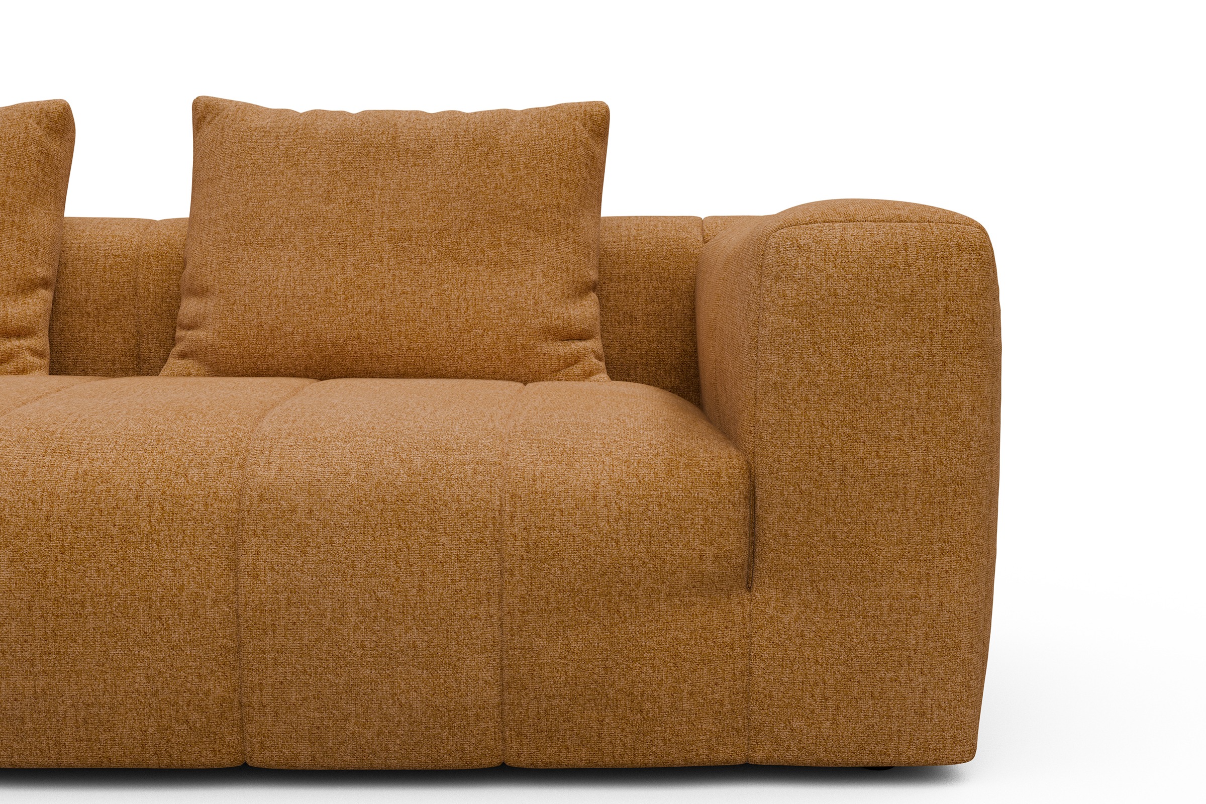 Ecksofa Hugo 2,5-Sitzer Armlehne rechts mit Chaiselongue Casone-Warm-Yellow