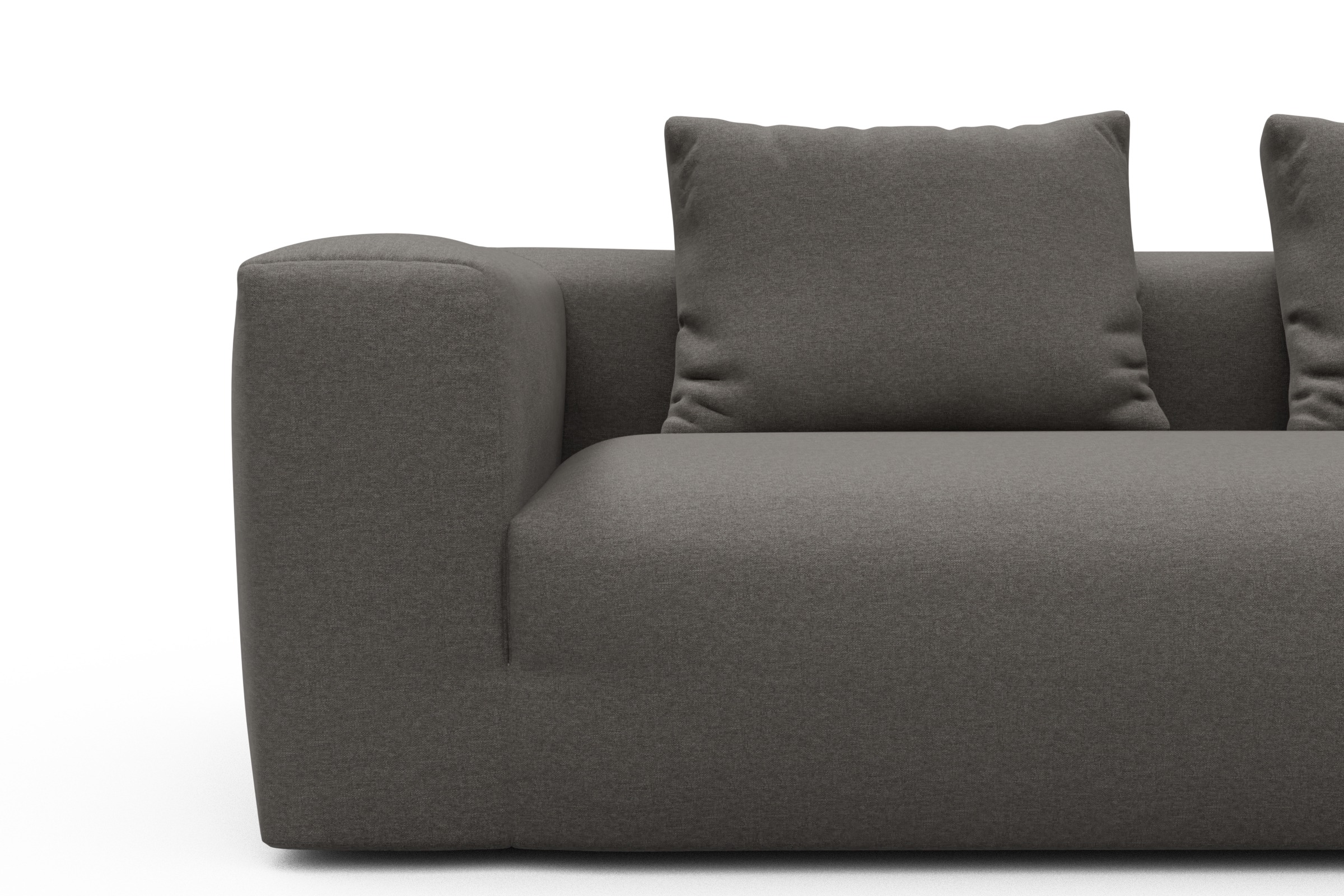 Wohnlandschaft Fred Chaiselongue rechts mit 2-Sitzer und lange Armlehne links Satya-Taupe