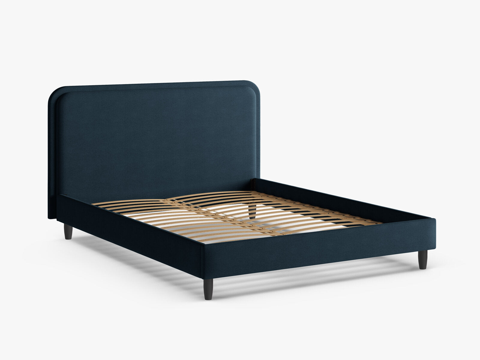 Micadoni Stauraumbett mit Kopfteil Aveline Strukturierter Stoff Wind Marineblau 180x200