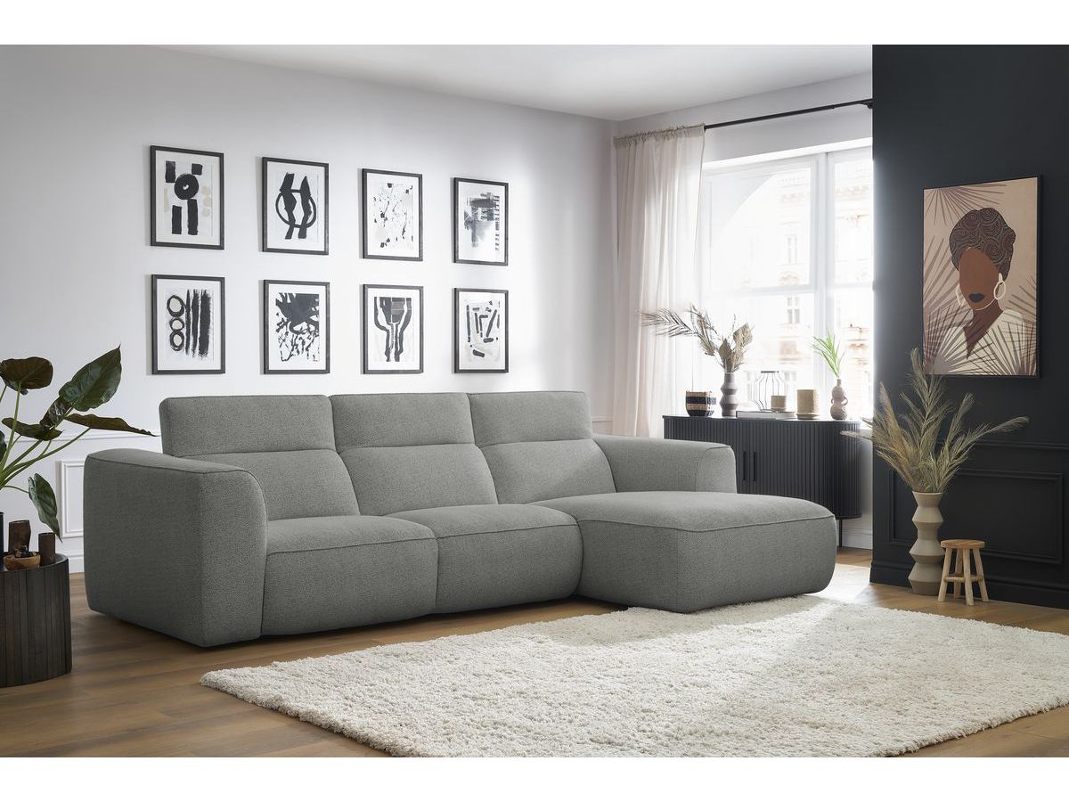 Bobochic William Ecksofa Melange-Stoff Hellgrau Ecke rechts