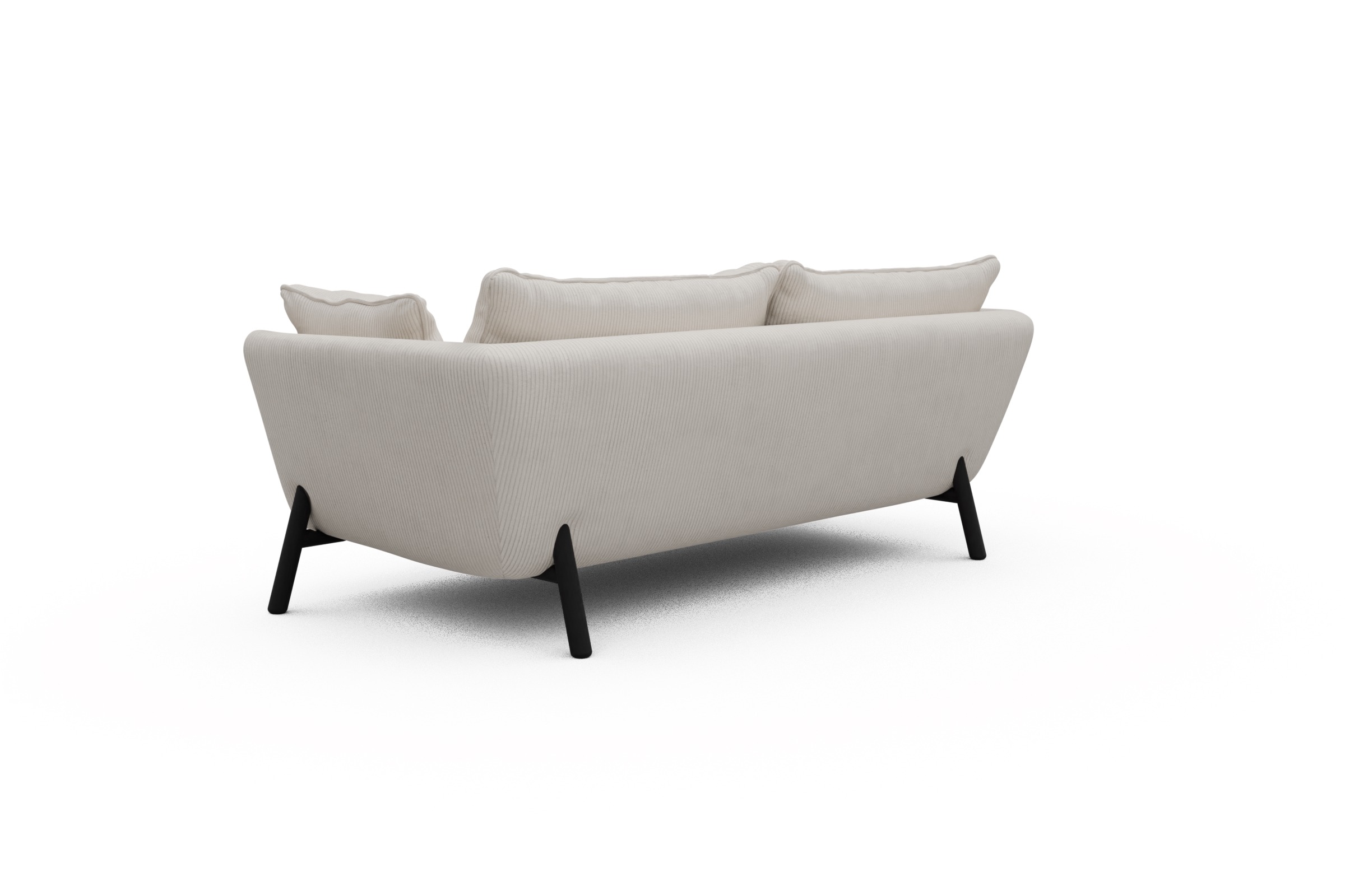 Sofa Emil PREMIUM 2-Sitzer Beinfarbe Eiche Schwarz Corduroy-Ivory