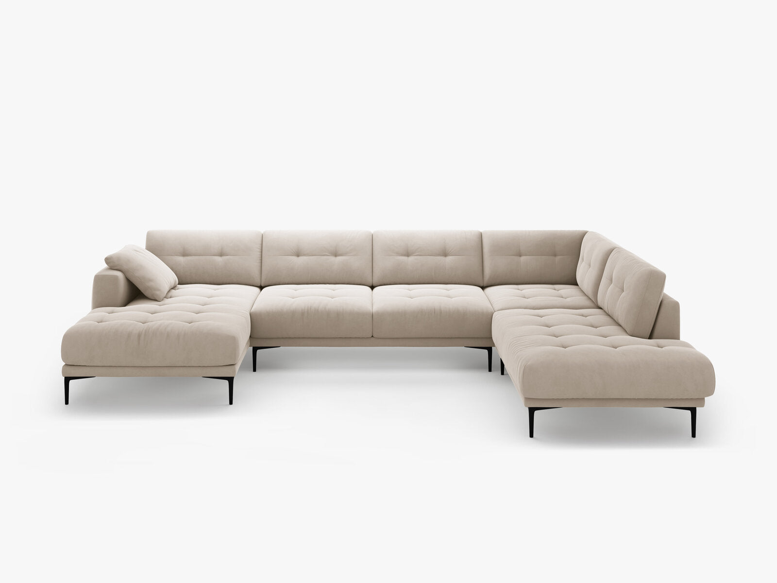 Micadoni Panorama Ecksofa Bemy 7-Sitzer Rechts Samt Beige