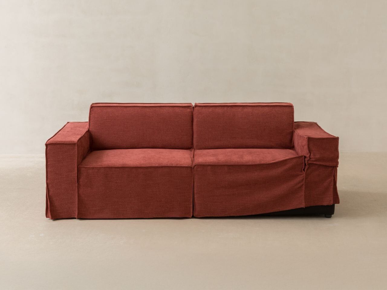 Micadoni Sofa Jodie 4-Sitzer Strukturierter Stoff Lins Kirschholz